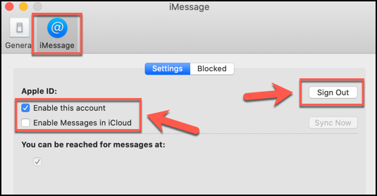 Click Sign Out, or uncheck all the relevant checkboxes, to disable the Messages app on macOS