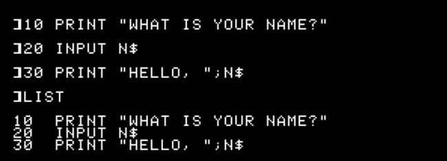 Inputting a name program on an Apple II
