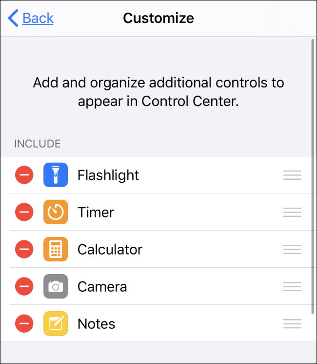 Notes added to Control Center on iOS
