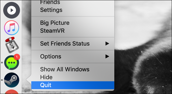 Quit Steam on macOS