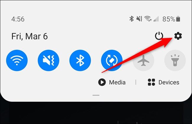 Samsung Galaxy S20 Select the Settings Gear Icon