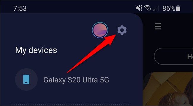 Samsung Galaxy S20 Select the Settings Gear Icon