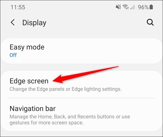 Samsung Galaxy S20 Select the Edge Screen Option