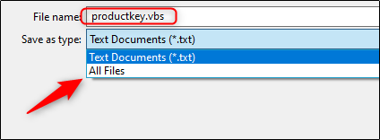 save file type as vbs file