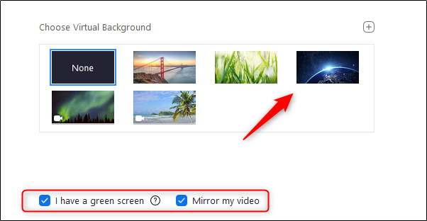 select a virtual background from the options list