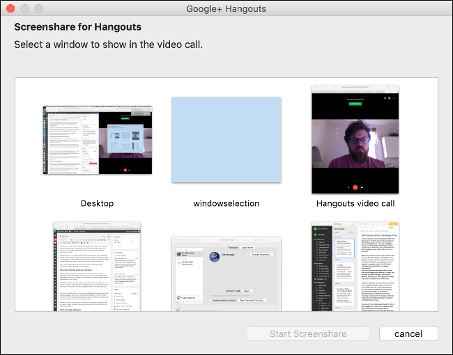 Specify Which Window to Share in Google Hangouts