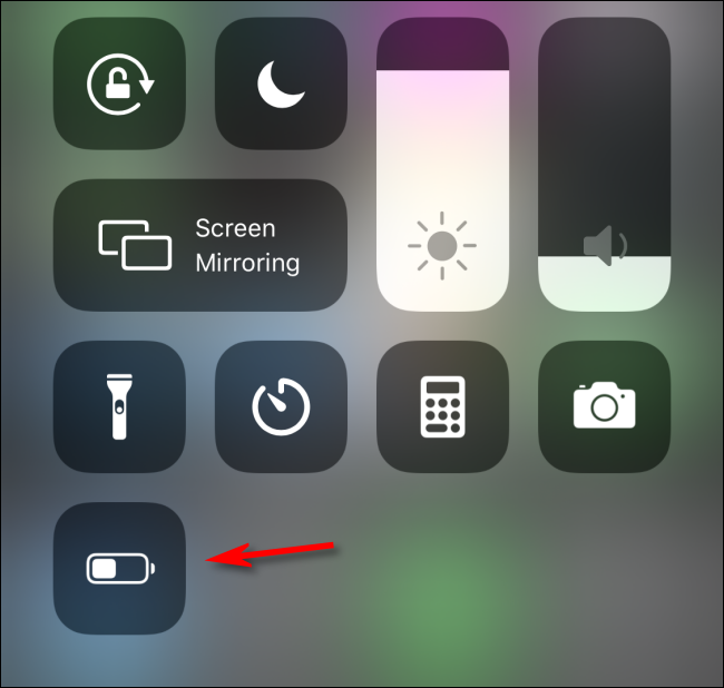 Tap Low Power Mode in Control Center to enable it