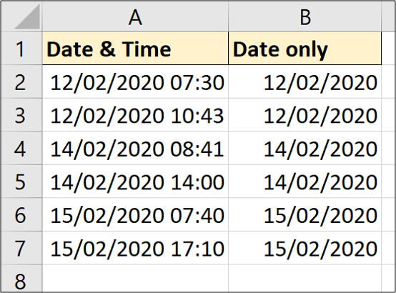 Time removed from a date in Excel