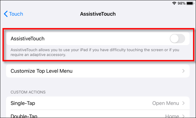 Turn on AssisitiveTouch