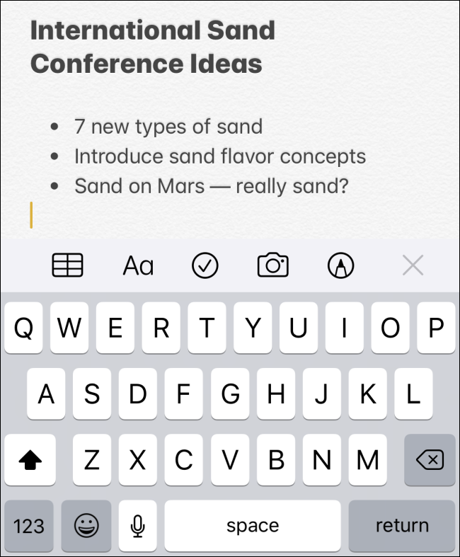 Example of using Notes on iOS