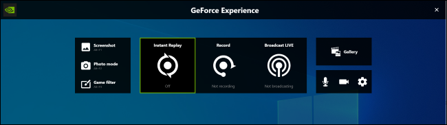 GeForce Experience overlay on Windows 10