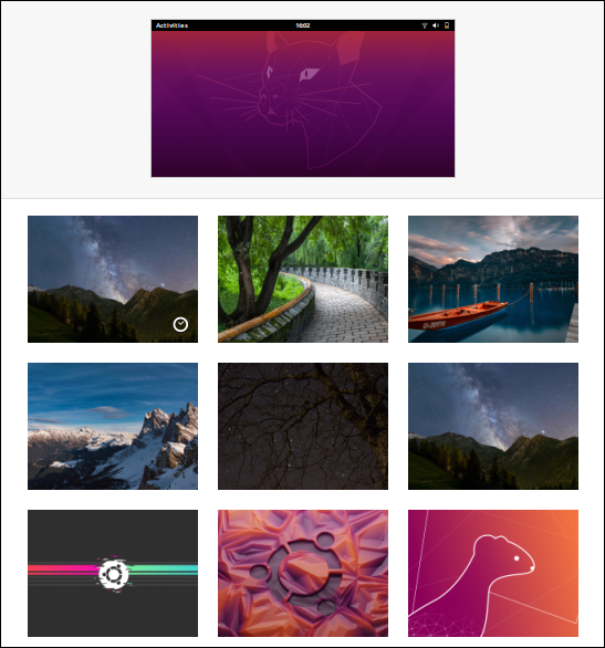 Ubuntu 20.04 desktop background selection