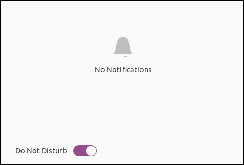 Ubuntu 20.04 notification area showing the global on off toggle for notifications