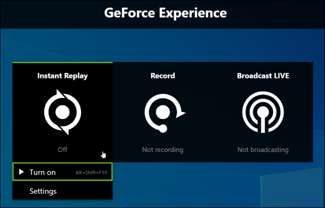Activating NVIDIA's Instant Replay background recording