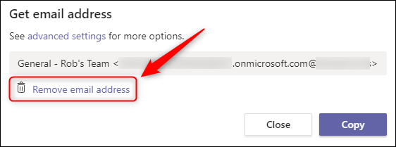The &quot;Remove email address&quot; option.