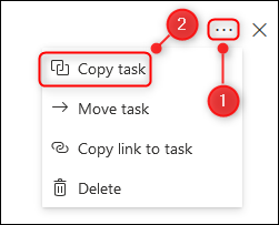 The &quot;Copy task&quot; menu option.