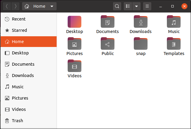 Ubuntu 20.04 file icons in the file browser showing the new color highlights