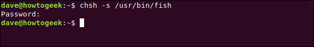 chsh -s /usr/bin/fish in a terminal window