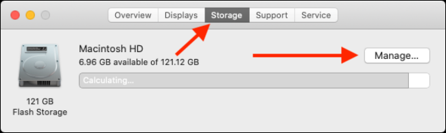 Click on Storage and then click on Manage option