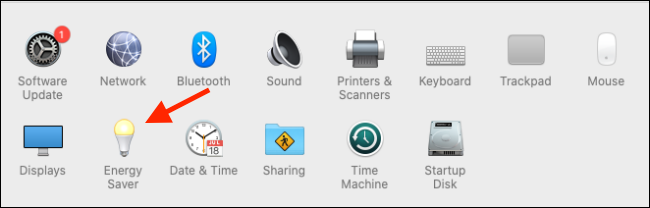 Click on the Energy Saver option from System Preferences