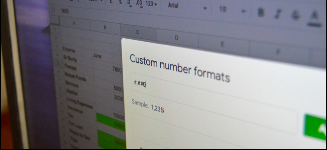 Custom Number Formats menu in Google Sheets on desktop