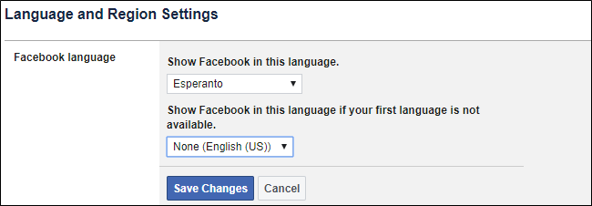 Facebook Change Language