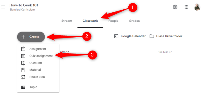 Google Classroom Create Quiz