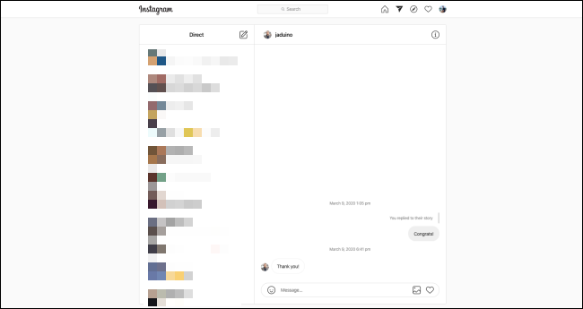 Instagram DM view on browser