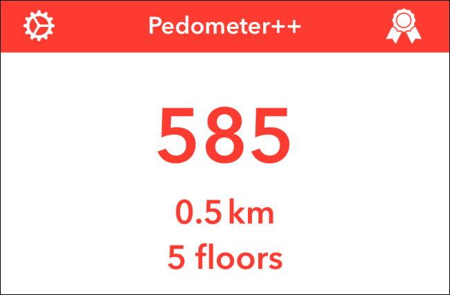 Pedometer++ app showing the step count