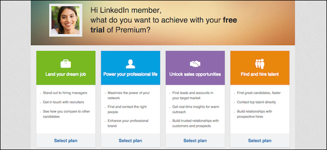 LinkedIn Free Trials Tiers