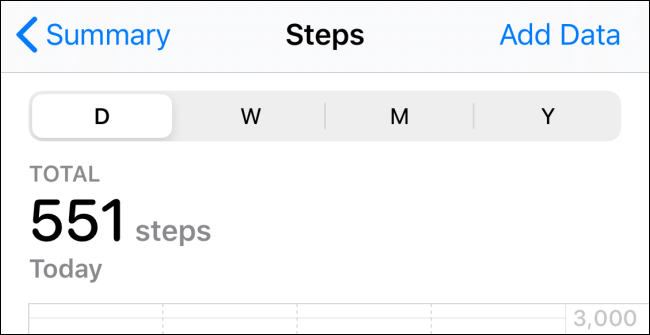 Steps section in Health app
