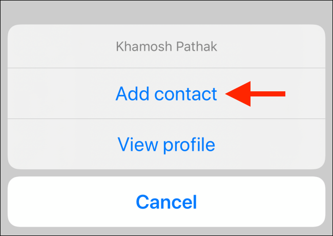Tap on Add Contact on mobile