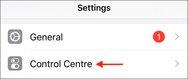 Tap on Control Center from Settings app