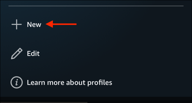 Tap on New to create a profile