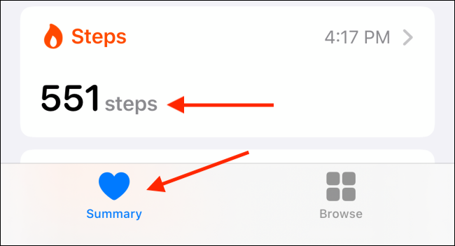 Tap on Summary tab and then the Steps section