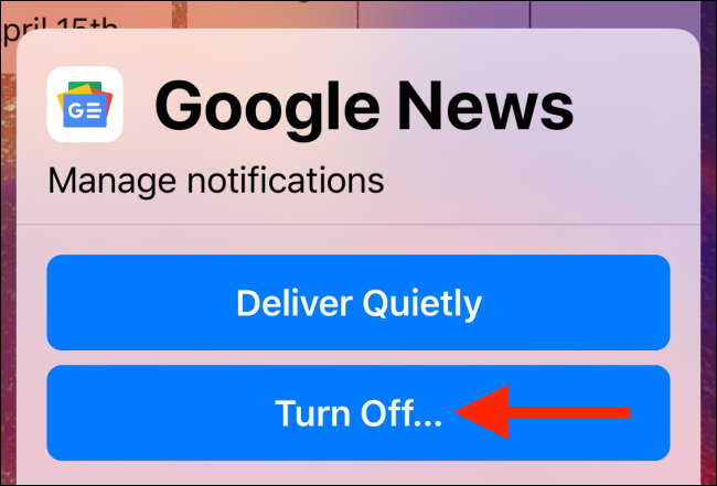 Tap on Turn off to disable notifications