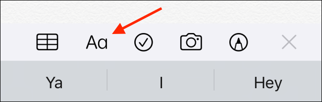 Tap on the Format button in Notes app