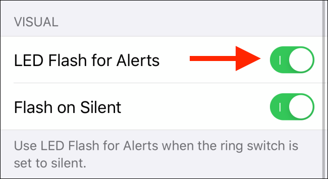 Tap to enable LED Flash for alerts