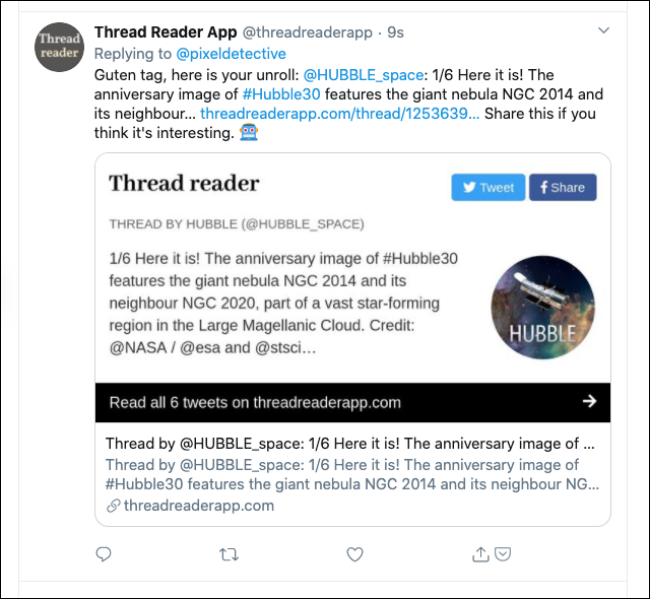 Thread Reader App reply