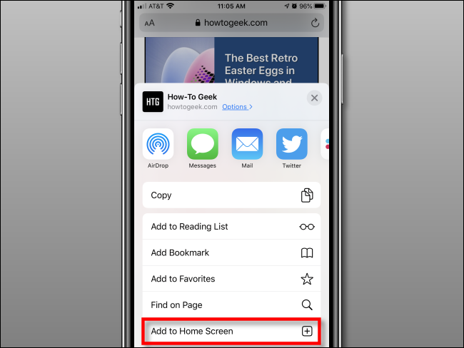 Tap Add to Home Screen in Safari on iPhone