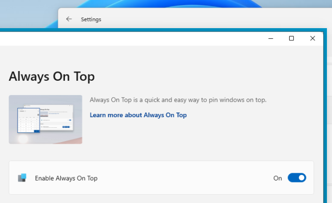 A window made always on top with Microsoft's PowerToy on Windows 11.