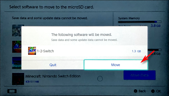 Confirm Software Move on Nintendo Switch