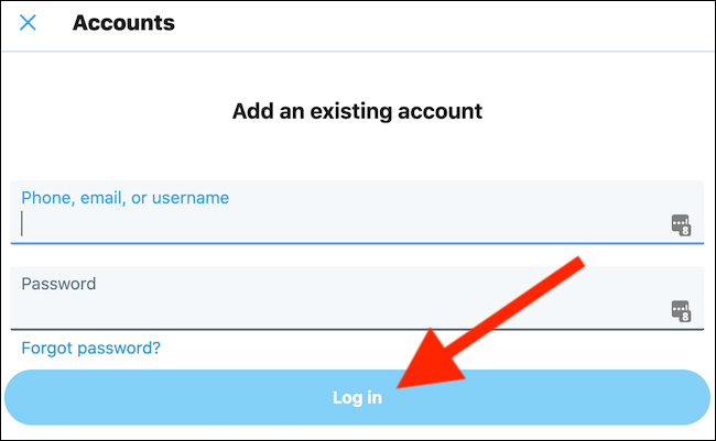 Enter your account credentials and then click the "Log In" button