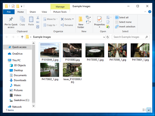 Example files to Zip in Windows 10