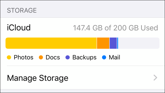 iCloud Manage Storage on iPhone