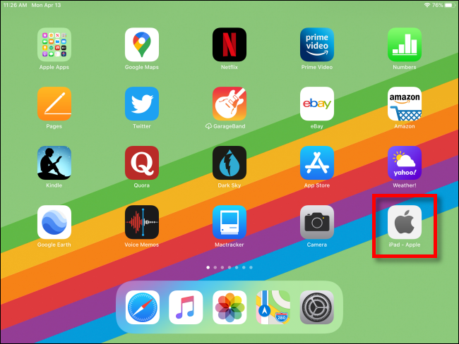 iPad with Web Shortcut on Home Screen