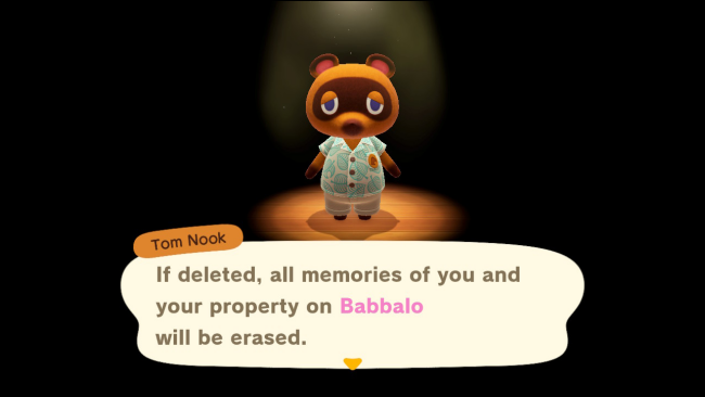 Tom Nook warns about deleting registration data in Animal Crossing: New Horizons