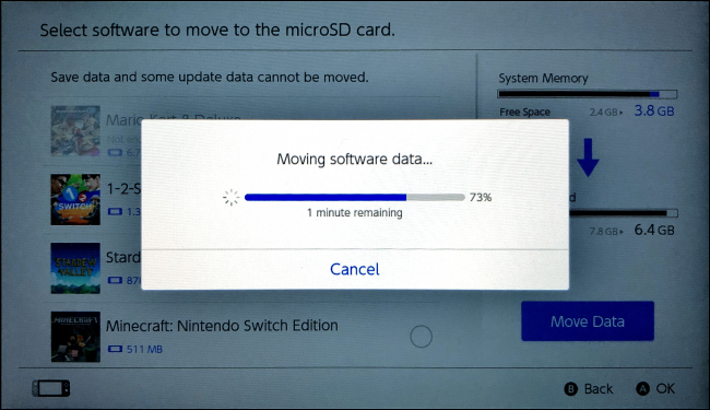 Moving Software dataon Nintendo Switch