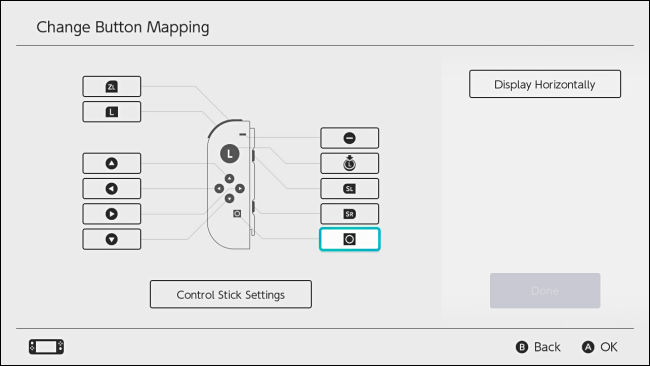 Select a button mapping to change on Nintendo Switch