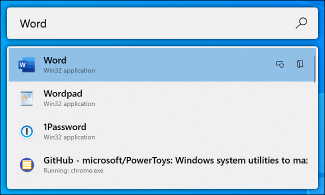 The PowerToys Run application launcher on Windows 10.